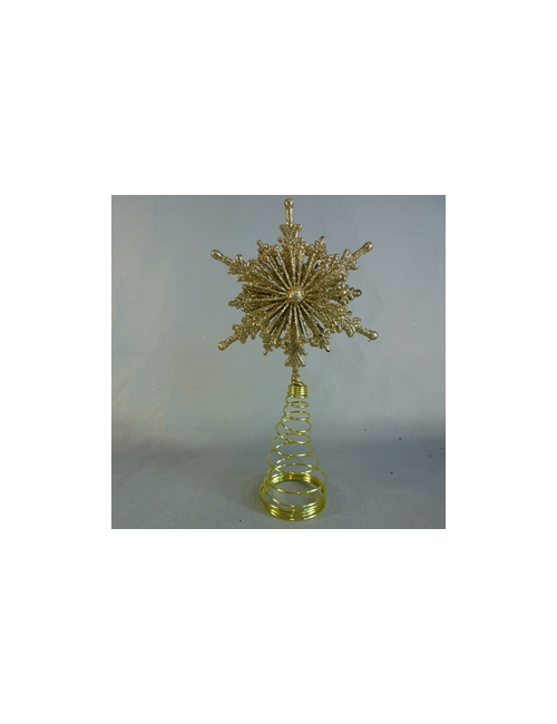 CHAMPAGNE GLITTER SNOWFLAKE TREE TOPPER