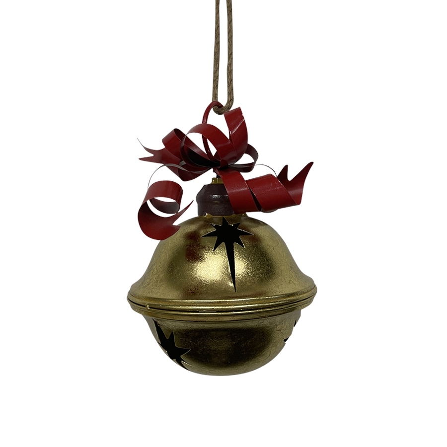 21CMH GOLD METAL BELL WITH RED RIBBON - Christmas : Affordable | Luxury ...