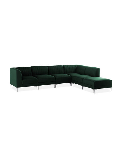 Dark Green Ribbed Velvet Corner Sofa