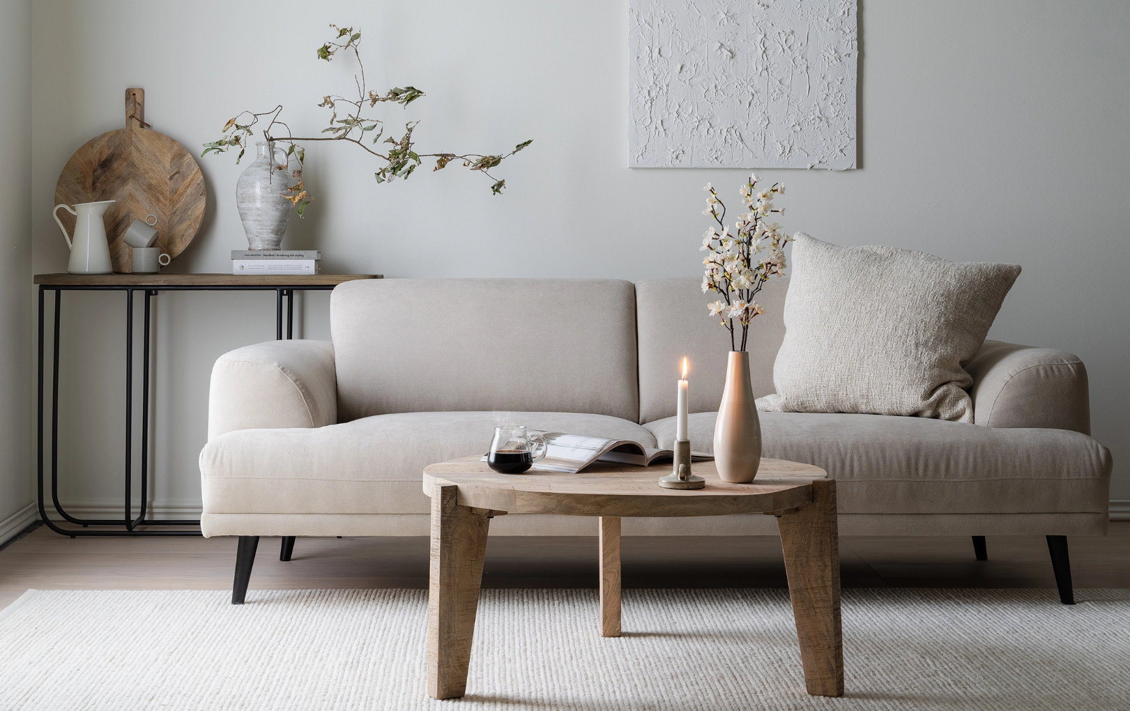 Beige shop linen couch