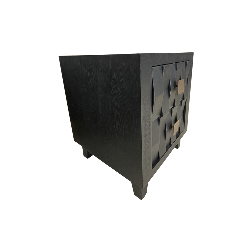 DANTE AGED BLACK WOOD WEAVE SIDE TABLE FurnitureLiving Room