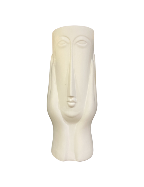 White Large Hands To Face Vase