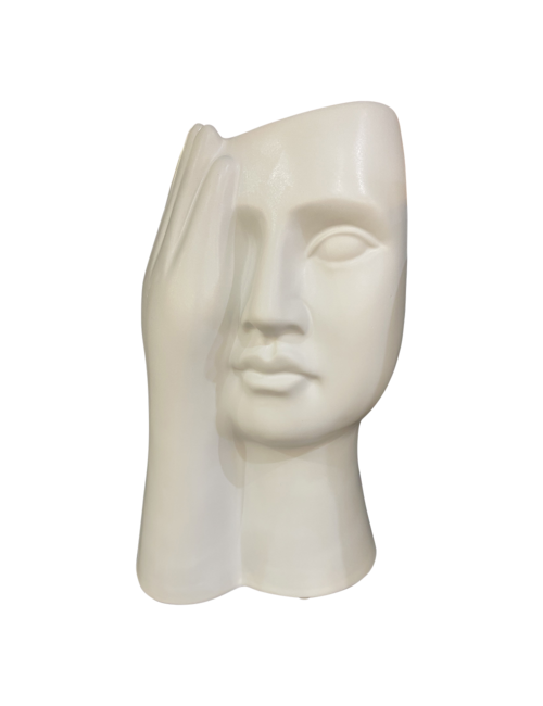 White Hand Over Eye Vase