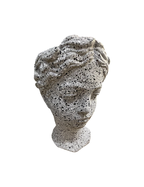 LARGE CEMENT LOOK LADY HEAD VASE