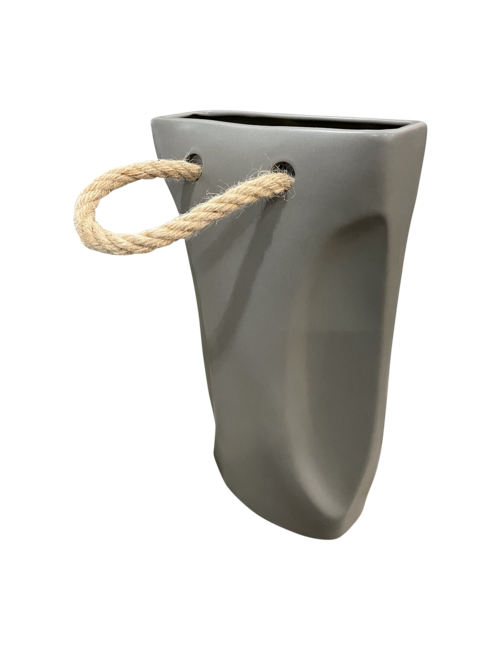 Large Dark Grey Ceramic Shopping Bag Vase