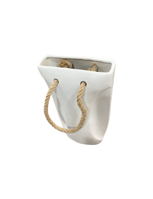 Large White Ceramic Shopping Bag Vase