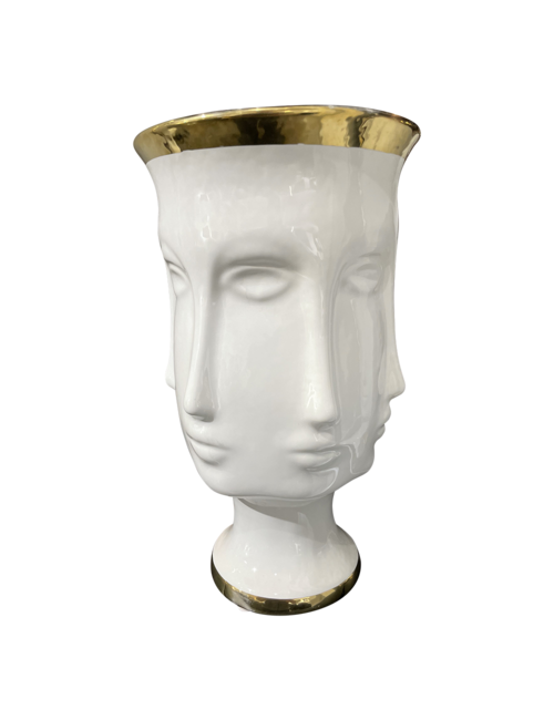 SMALL MULTIFACE MARBLED URN WITH GOLD RIM