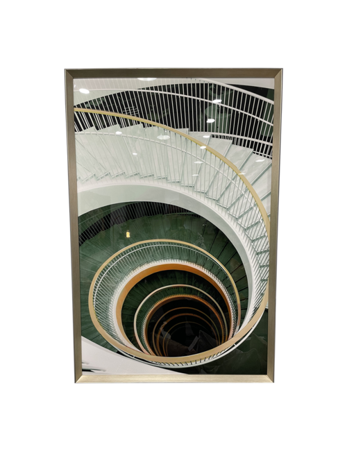 80CM X 120CM SPIRAL STAIRS IN BLACK/SILVER FRAME