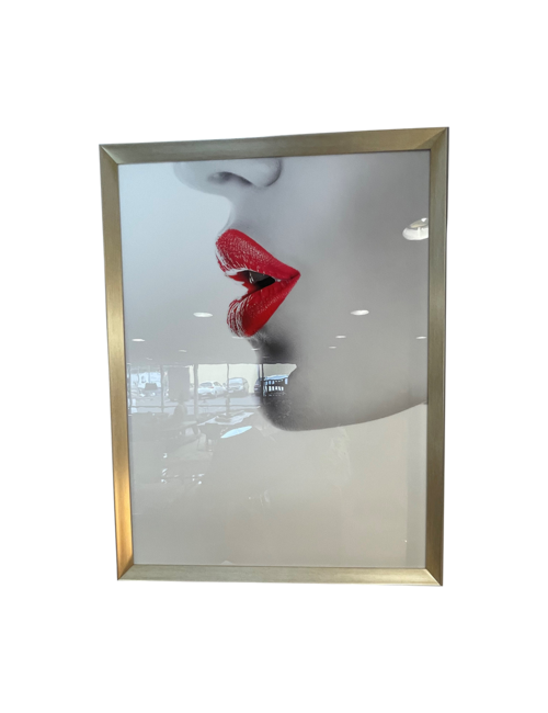 65CM X 85CM RED LIPS IN BLACK/SILVER FRAME