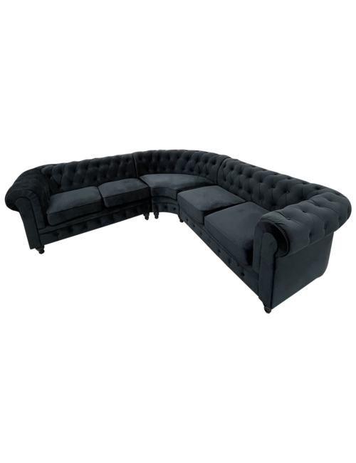 Black Velvet Chesterfield Corner Suite