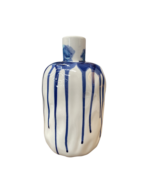 LARGE BLUE PAINT SPLOSH VASE