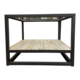 metal/glass/oak side table