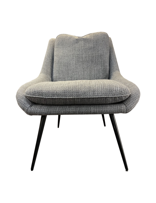 Linen Accent Chair With Black Metal Legs And Ottoman FurnitureSofas