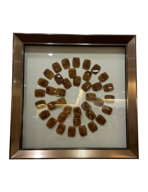 RECTANGULAR BROWN MARBLE SHARDS IN BOX ART
