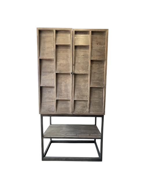 Reclaimed Pine And Metal Cabinet