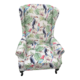 white and birds wingback chair