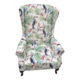 White And Birds Wingback Chair