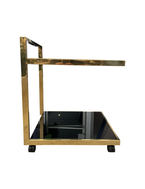  GOLD FRAMED, BLACK GLASS THEO DRINKS TROLLEY