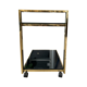  GOLD FRAMED, BLACK GLASS THEO DRINKS TROLLEY
