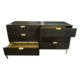  Oak Veneer And Gold Metal 6 Drawer Cabinet