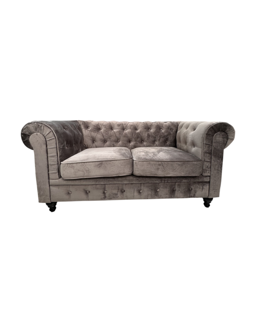 VELVET CHESTERFIELD 2 SEAT - DARK GREY