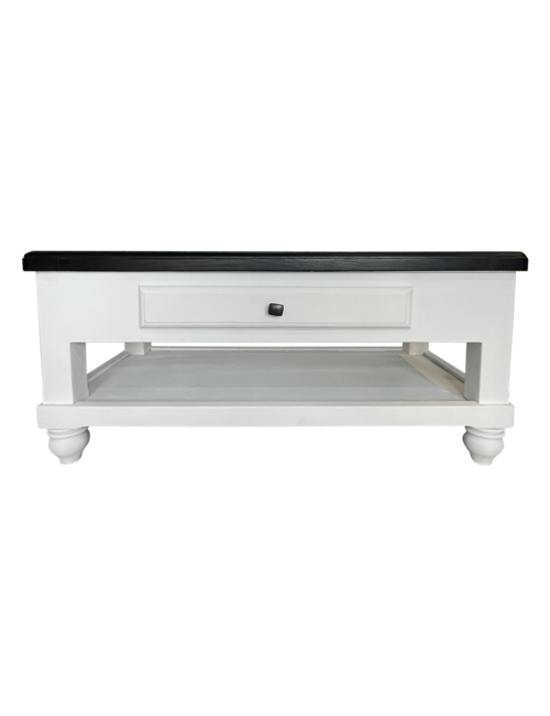 Black top white leg coffee table