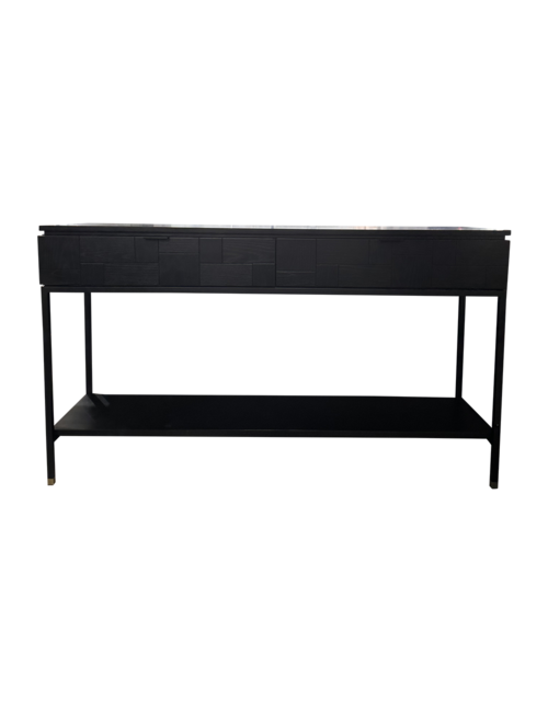 140cml Black Oak veneer black metal console