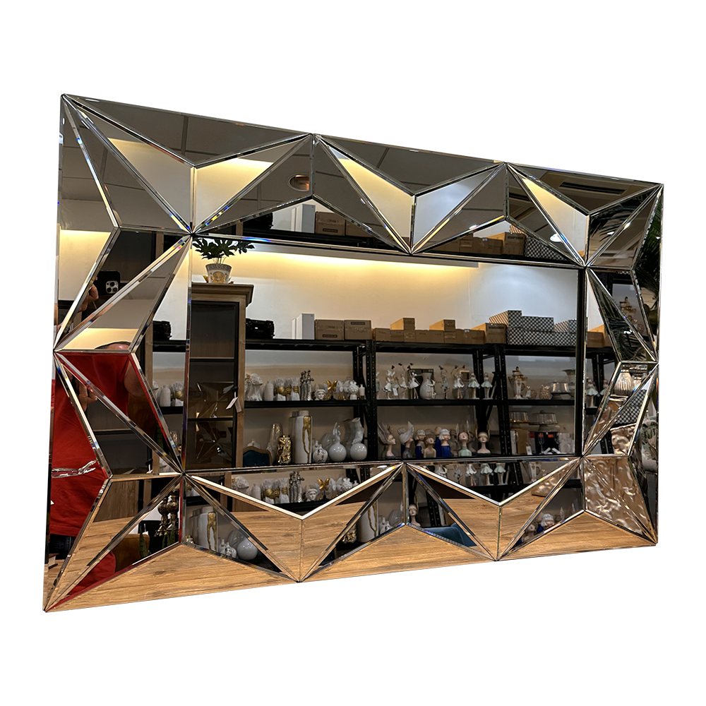 RECTANGLE MIRROR WITH FACETTED DIAMOND FRAME DecorHome Decor