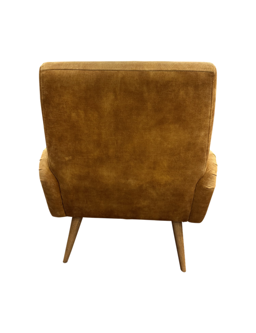 GOLD AGED VELVET ARMCHAIR ON GLOSS GOLD LEGS FurnitureSofas
