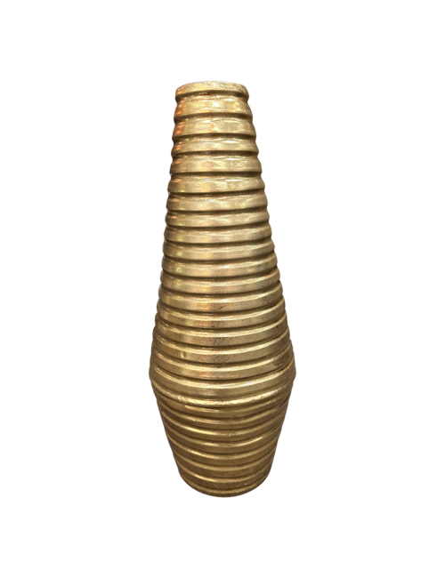 54CMH RIBBED GOLD VASE