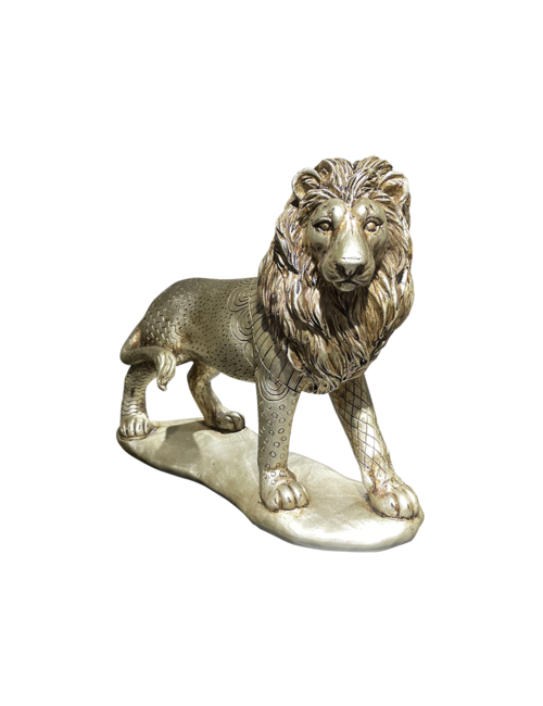 Aged Silver walking Lion