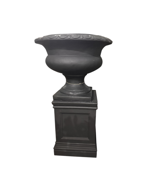 Wide Black urn on base