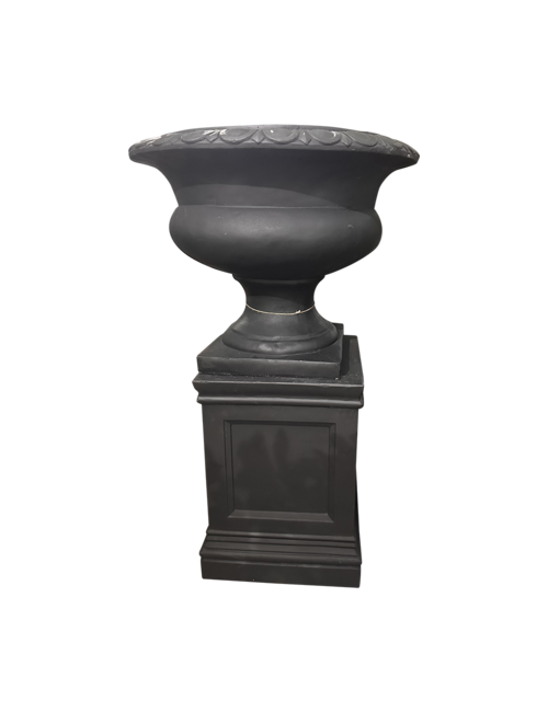 Wide Black urn on base