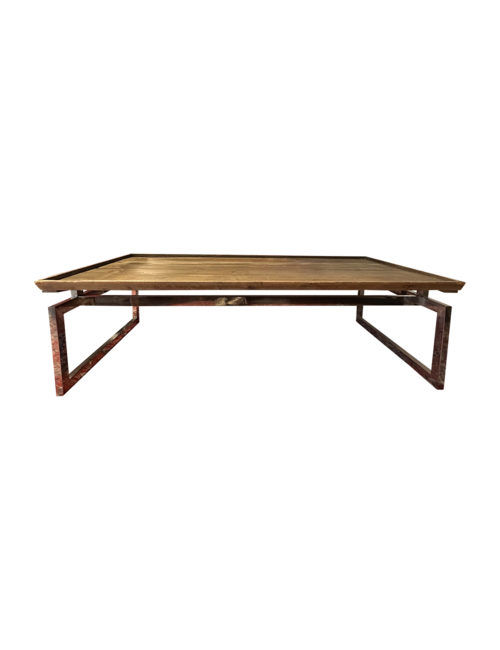 RECYCLED PINE AND STAINLESS STEEL COFFEE TABLE
