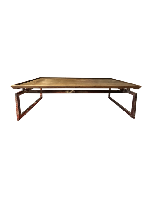 RECYCLED PINE AND STAINLESS STEEL COFFEE TABLE