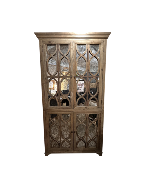 Antique aged mirror front cabinet