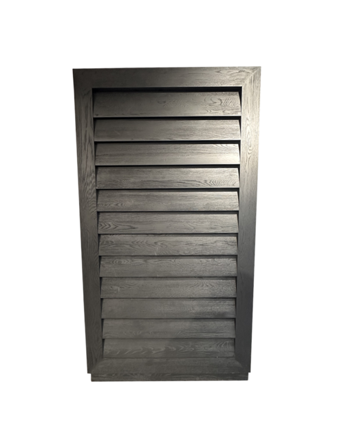 Black sliding door louvered cabinet