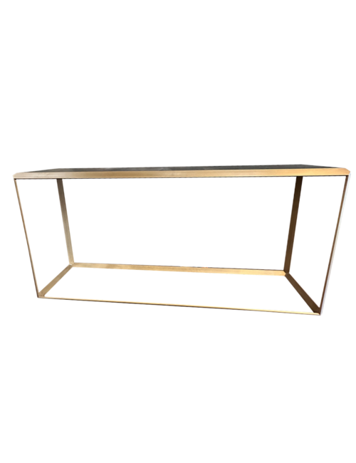Oak+gold metal console
