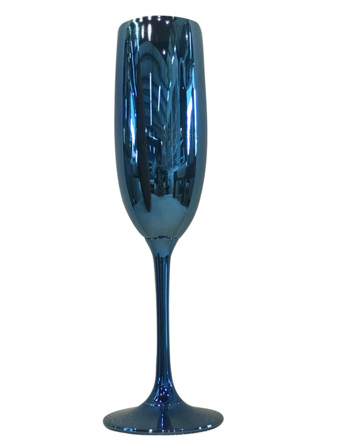 SET6 SOLID BLUE MIRROR CHAMPAGNE GLASSES