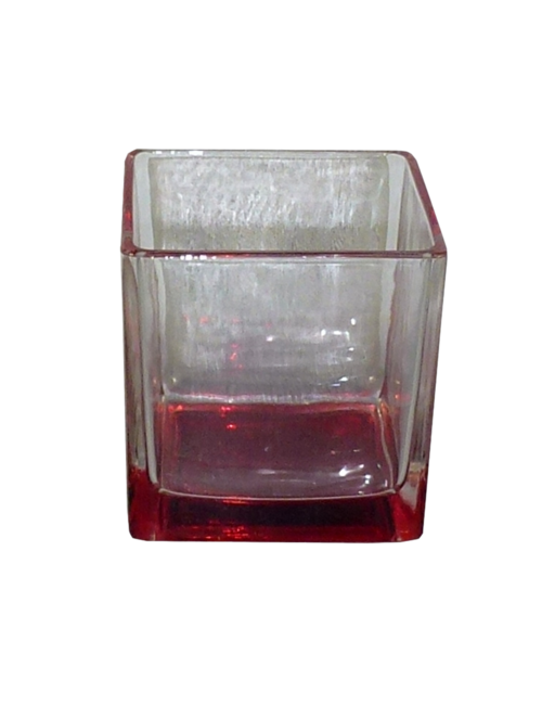 *MEDIUM GLASS CUBE W/ RED BASE