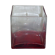 LARGE GLASS CUBE W/ RED BASE