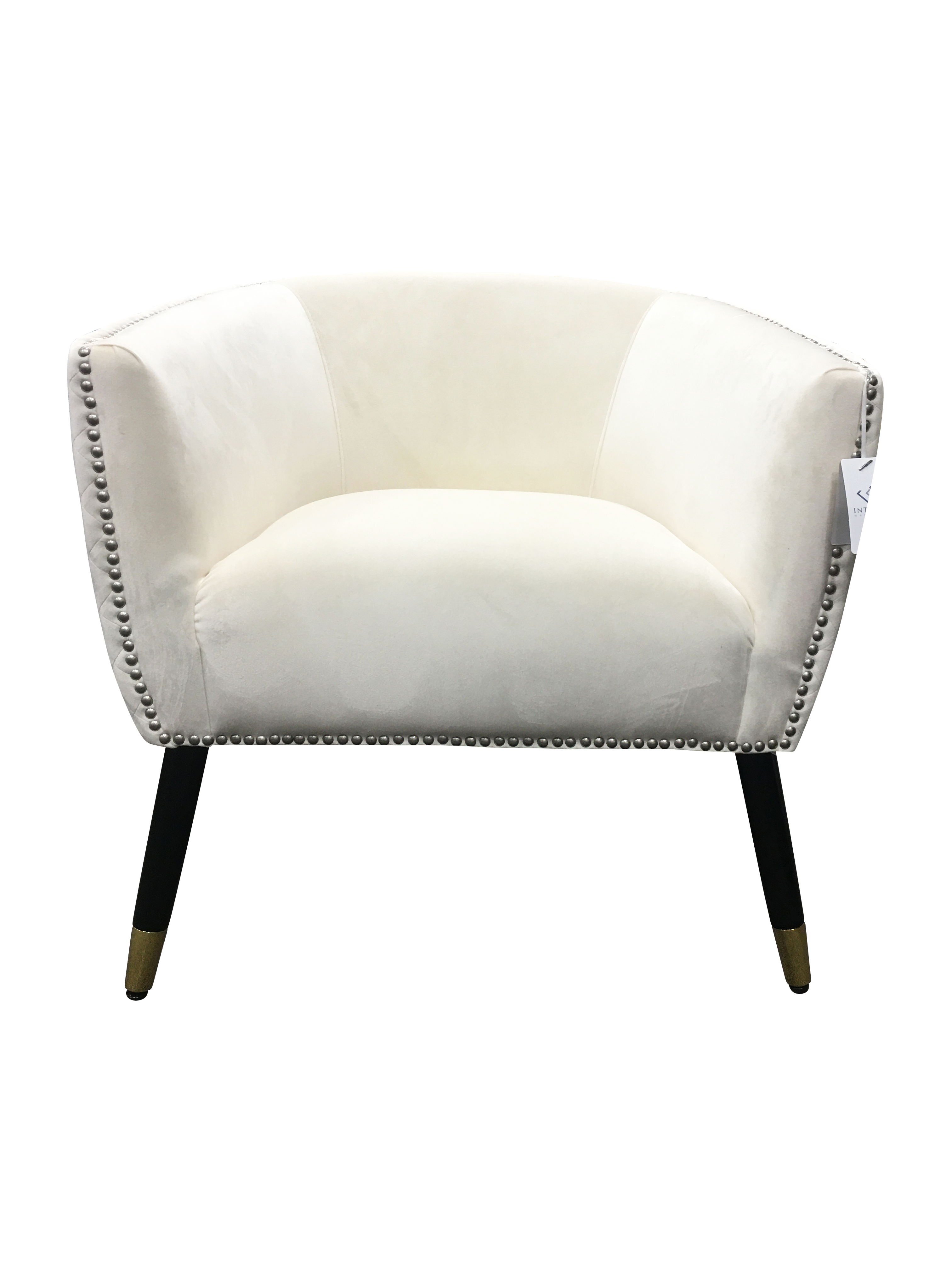 WHITE DIAMOND STITCHED VELVET ELISE CHAIR - Furniture-Sofas & Armchairs
