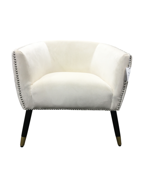 WHITE DIAMOND STITCHED VELVET ELISE CHAIR