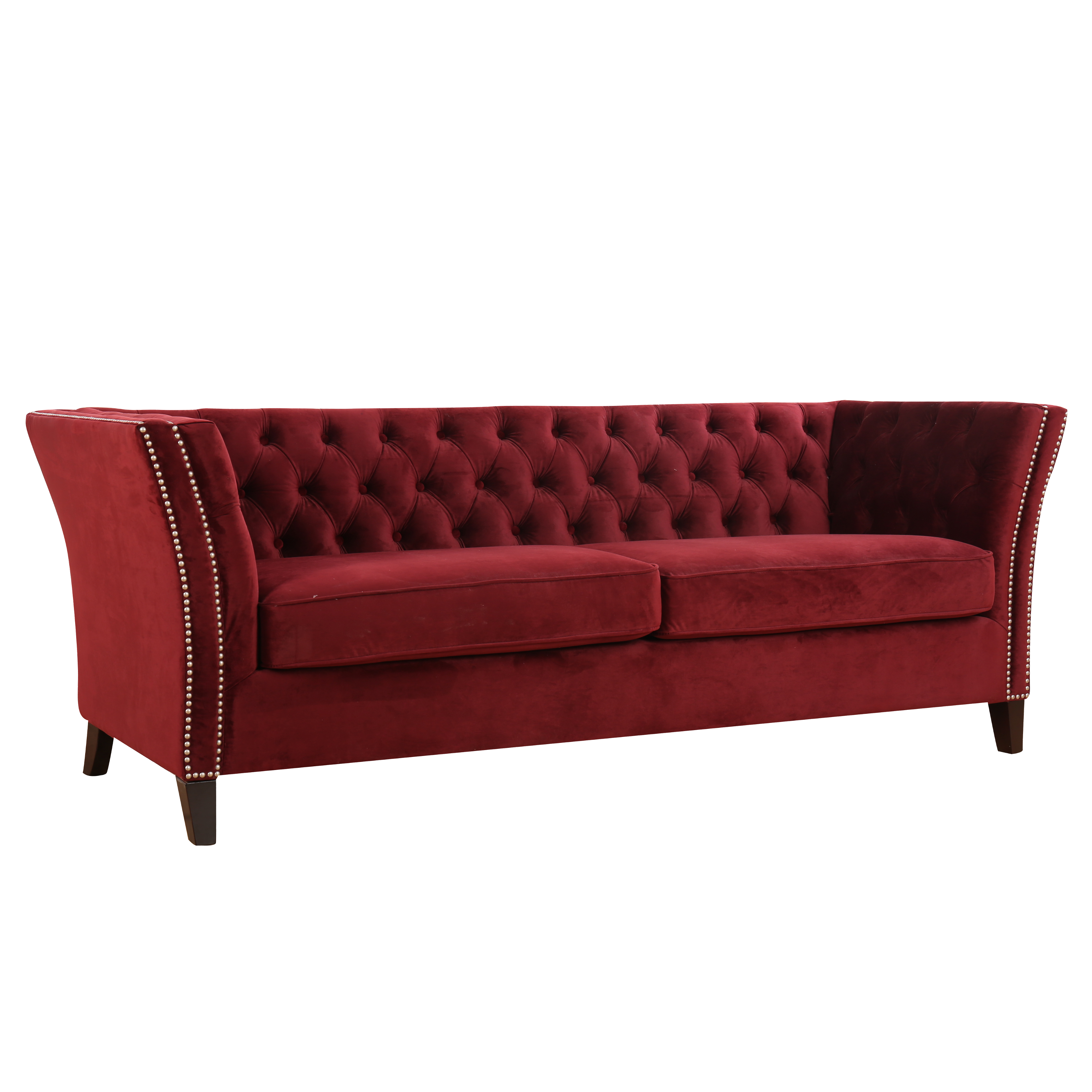 Sebastion Dark Red 3 Seat Sofa Furniture Living Room Interior Warehouse Sofa Velvet Red