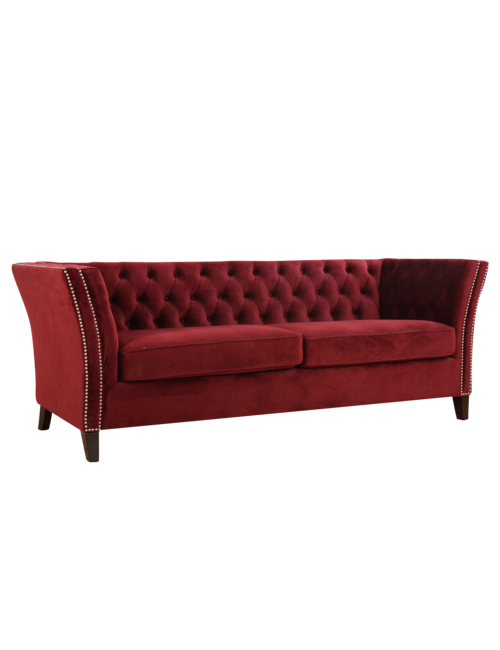 SEBASTION DARK RED 3 SEAT SOFA