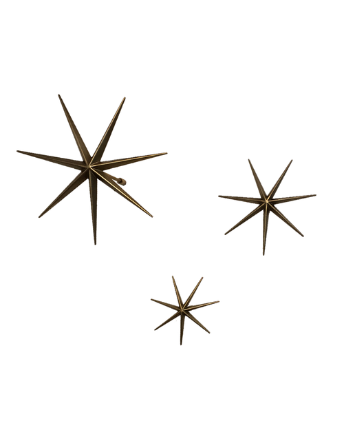 Set Of 3 Bronze Wall Stars