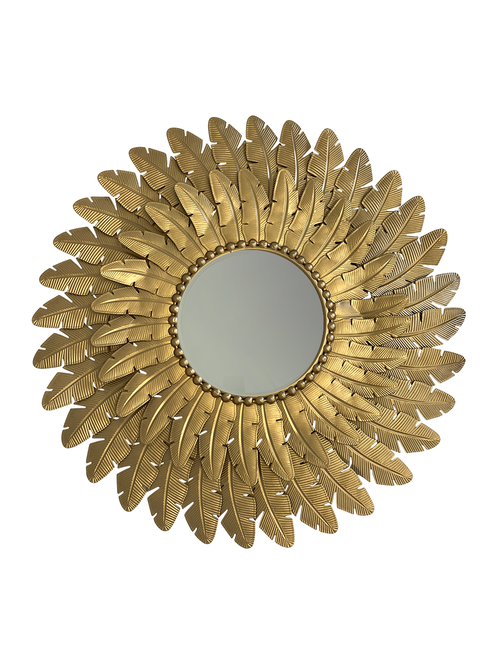 70Cmd Gold Metal Feather Mirror