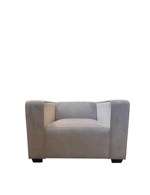 RYKER 1 SEATER OYSTER VELVET SQUARE ARM SOFA