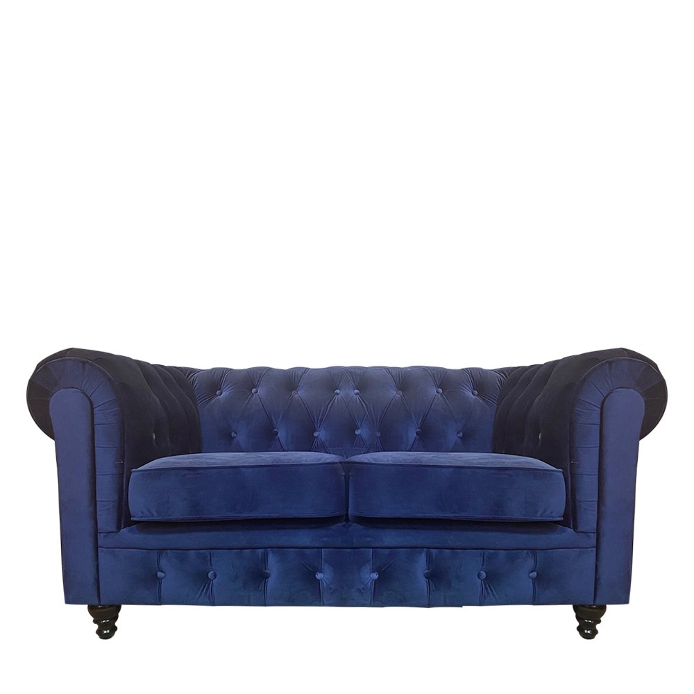 Velvet Chesterfield 2 Seat Dark Blue