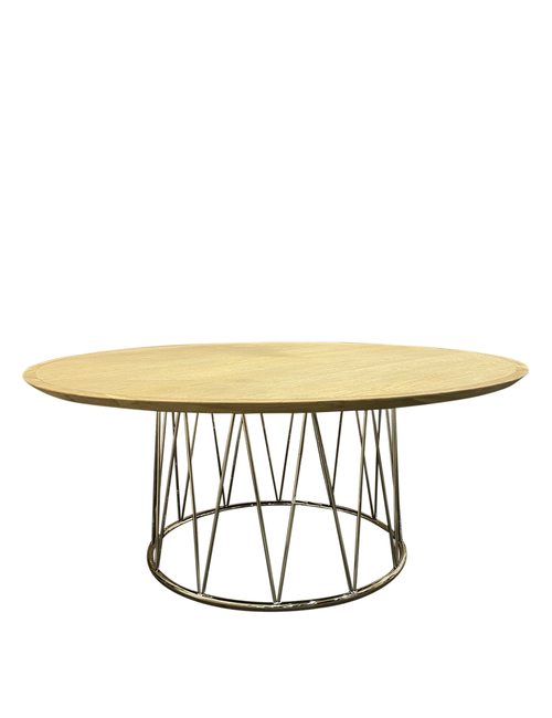 180CMD OAK AND STAINLESS ROUND ADONIA TABLE